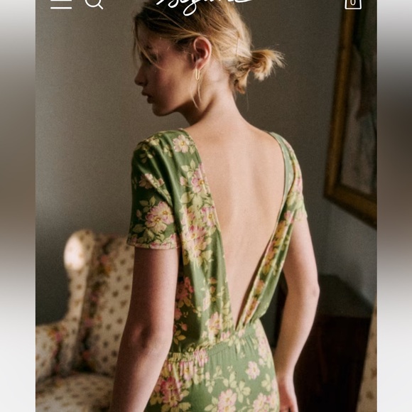 Sezane Green Floral Midi Dress - Picture 2 of 9